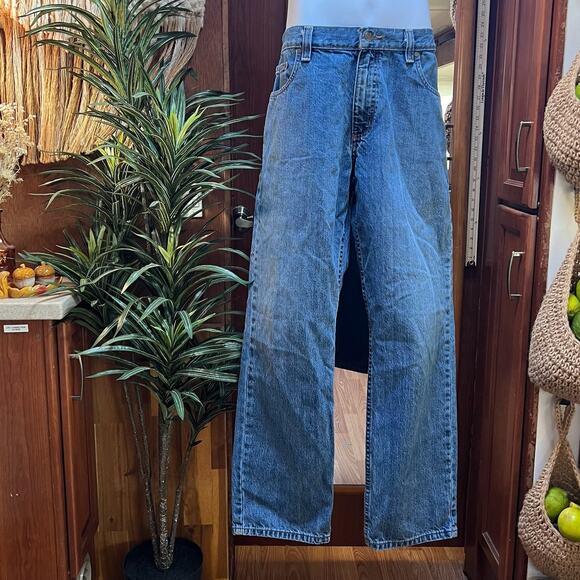 Carhartt Relaxed Fit Straight Jeans 38x30 | Heavy Denim Workwear Utility Pants - Picture 10 of 11